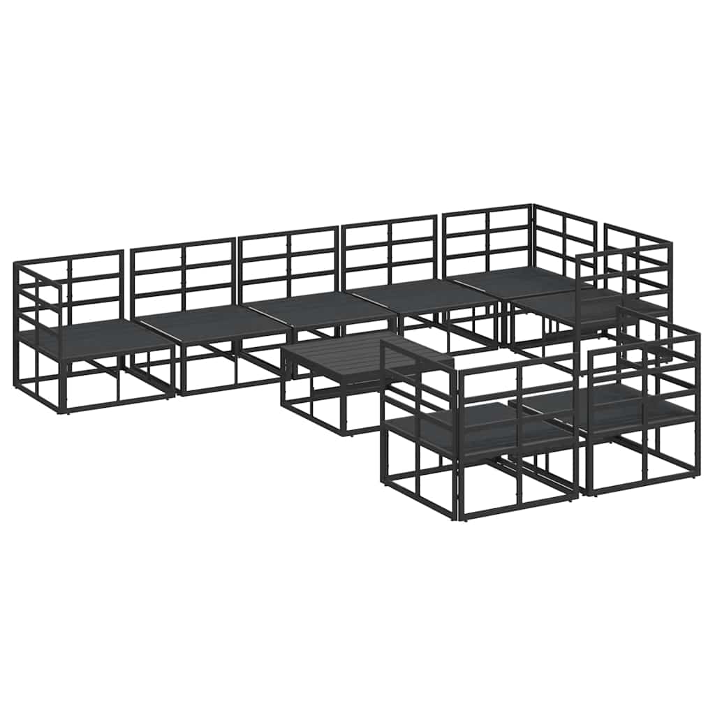 Garden Sofa Set with Cushion 9 pcs Black Aluminium