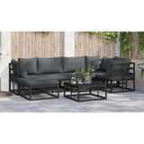 Garden Sofa Set with Cushion 6 pcs Black Aluminium