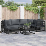 Garden Sofa Set with Cushion 6 pcs Black Aluminium