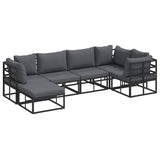 Garden Sofa Set with Cushion 6 pcs Black Aluminium