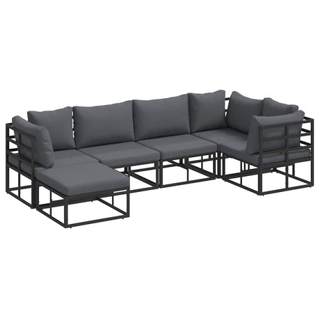 Garden Sofa Set with Cushion 6 pcs Black Aluminium