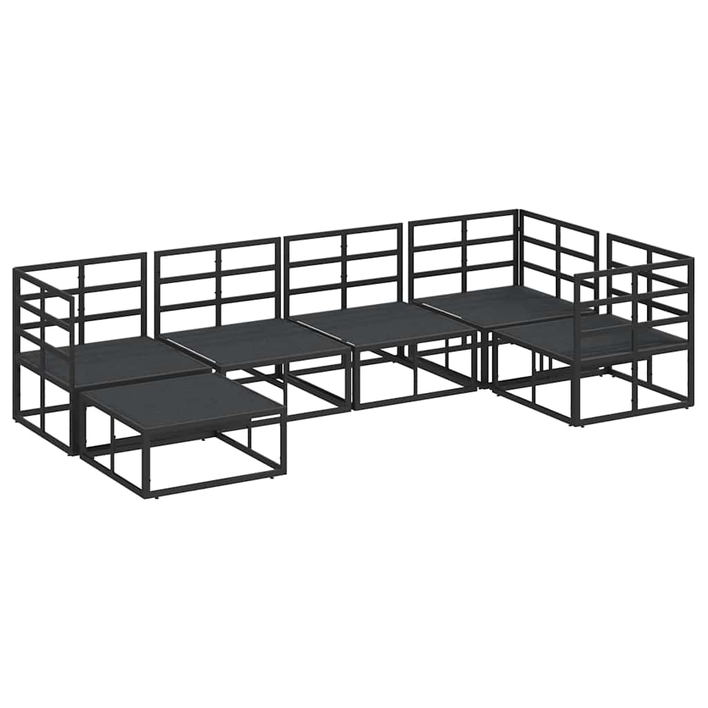 Garden Sofa Set with Cushion 6 pcs Black Aluminium