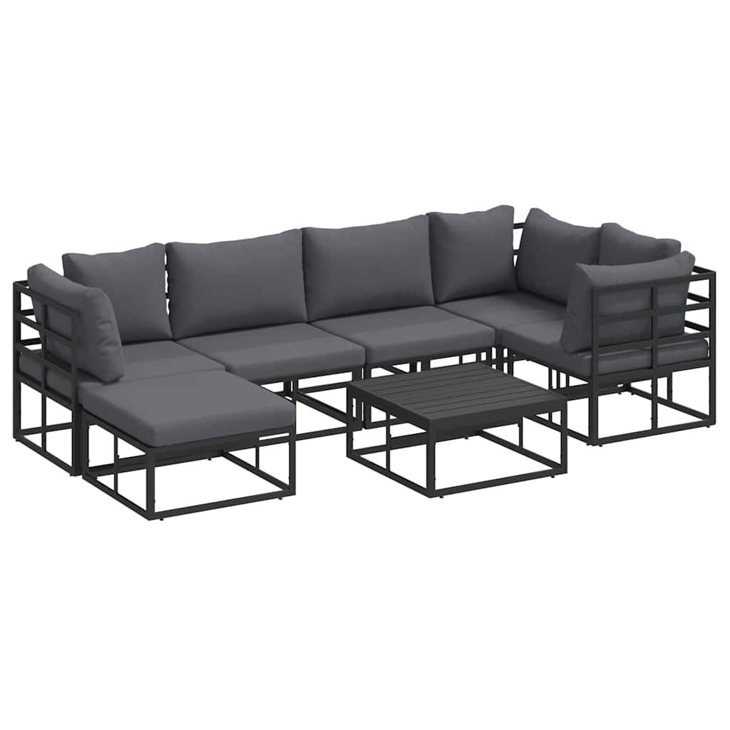 Garden Sofa Set with Cushion 7 pcs Black Aluminium