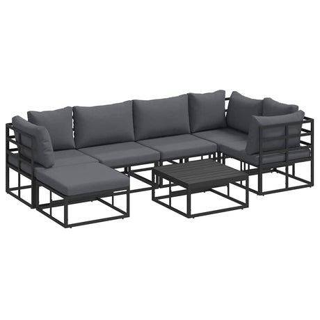 Garden Sofa Set with Cushion 7 pcs Black Aluminium