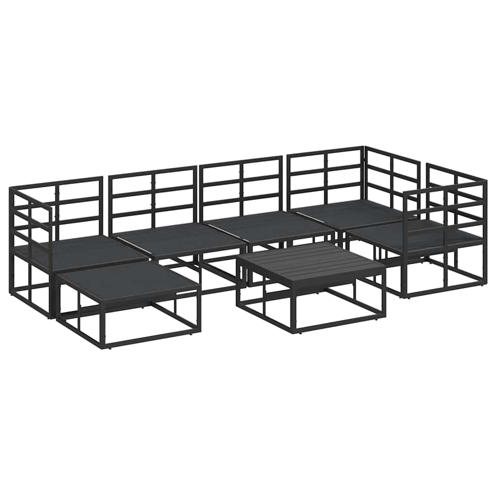 Garden Sofa Set with Cushion 7 pcs Black Aluminium