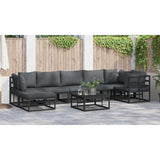 Garden Sofa Set with Cushion 7 pcs Black Aluminium
