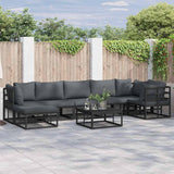 Garden Sofa Set with Cushion 7 pcs Black Aluminium
