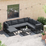 Garden Sofa Set with Cushion 7 pcs Black Aluminium