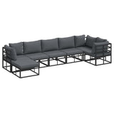 Garden Sofa Set with Cushion 7 pcs Black Aluminium