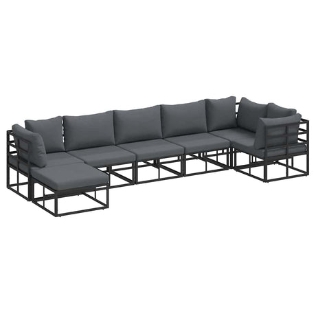 Garden Sofa Set with Cushion 7 pcs Black Aluminium