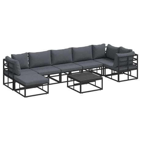Garden Sofa Set with Cushion 8 pcs Black Aluminium