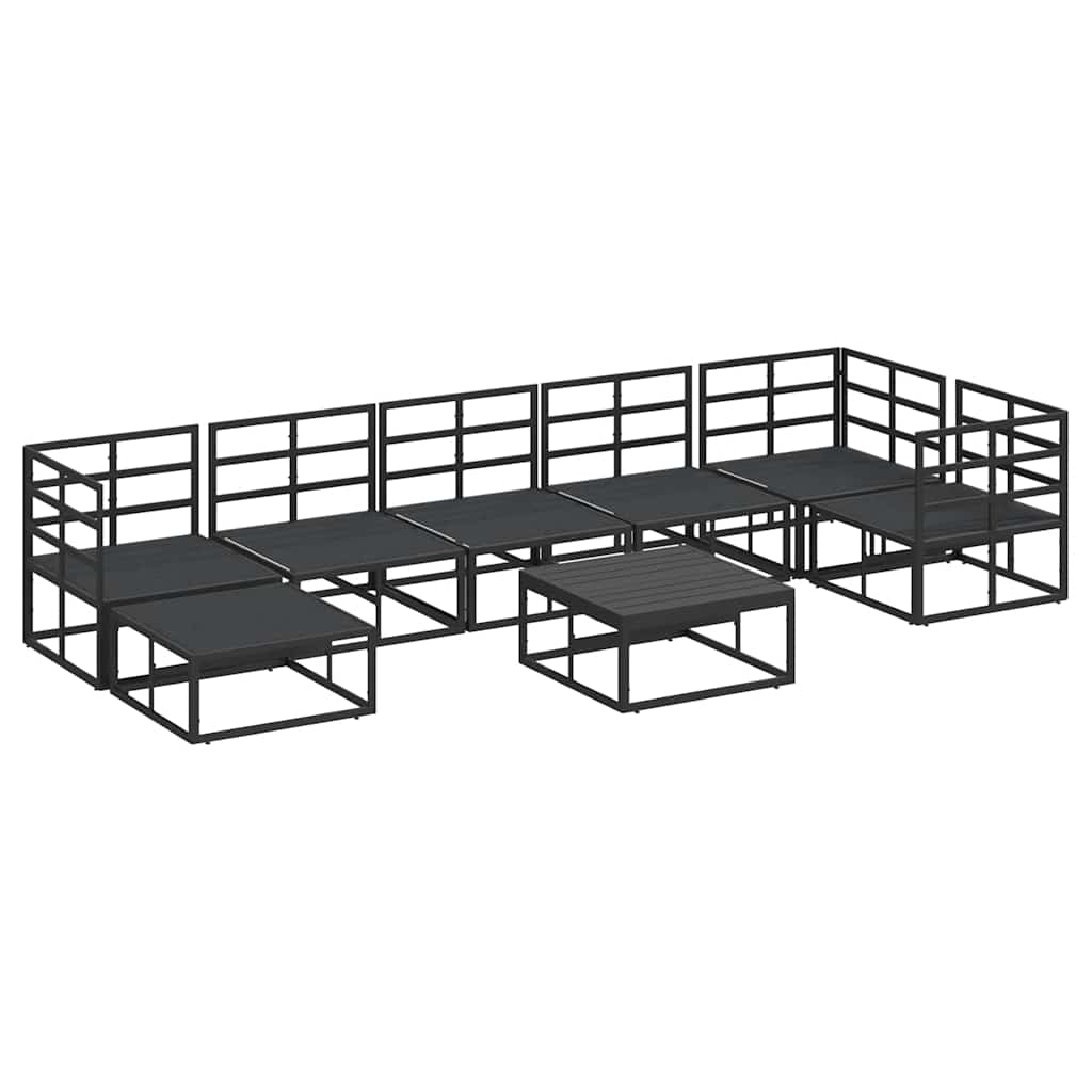 Garden Sofa Set with Cushion 8 pcs Black Aluminium
