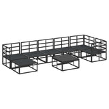 Garden Sofa Set with Cushion 8 pcs Black Aluminium
