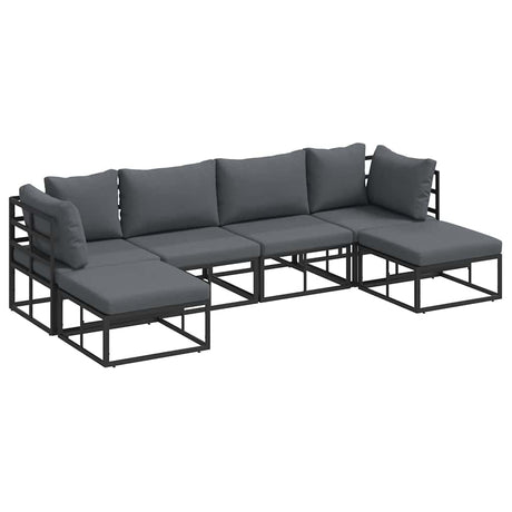 Garden Sofa Set with Cushion 6 pcs Black Aluminium