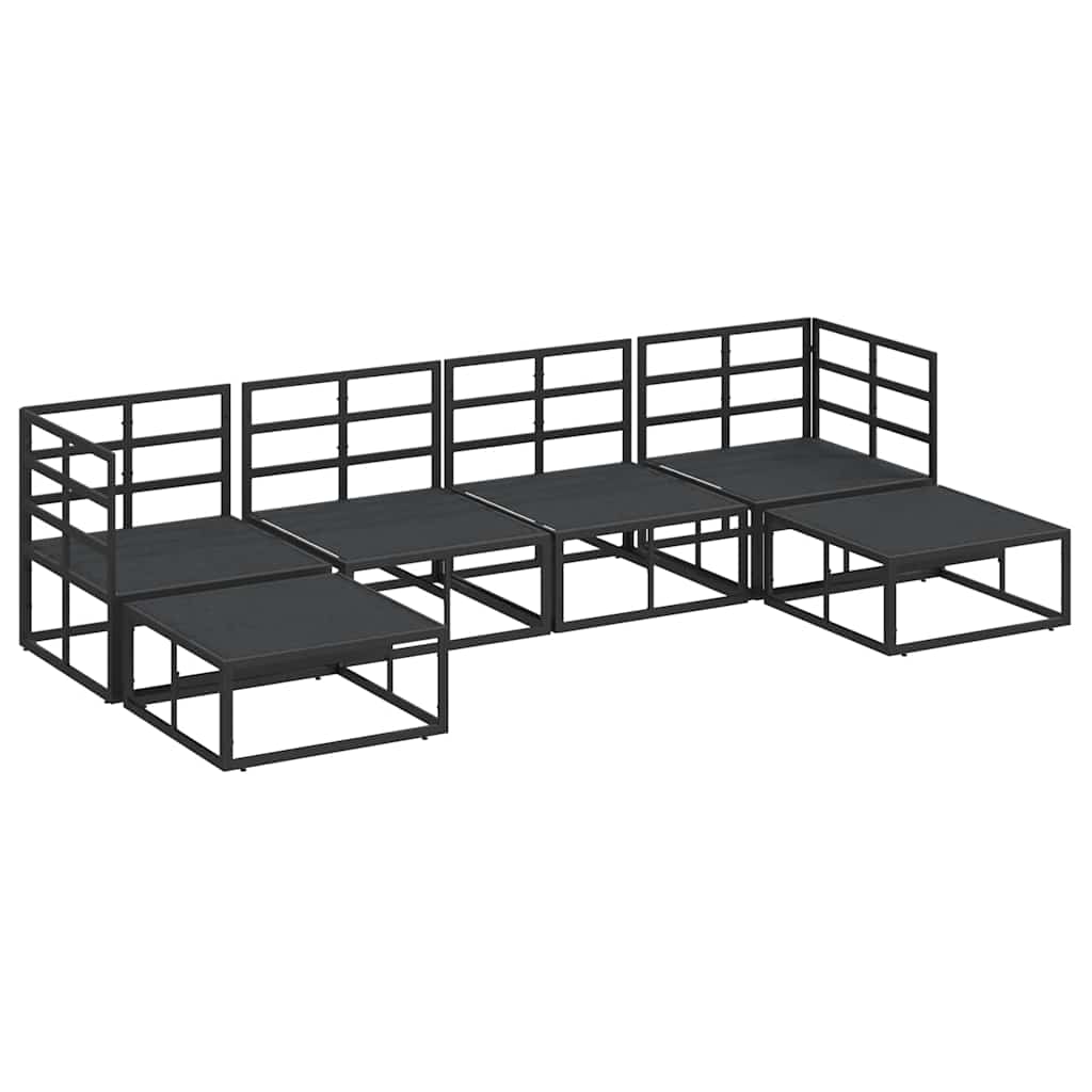 Garden Sofa Set with Cushion 6 pcs Black Aluminium