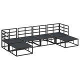 Garden Sofa Set with Cushion 6 pcs Black Aluminium