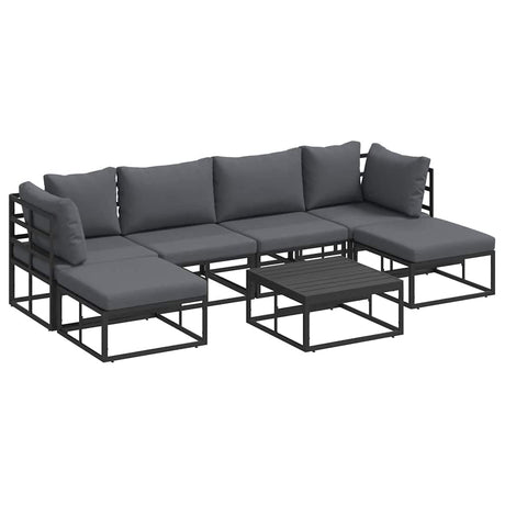 Garden Sofa Set with Cushion 7 pcs Black Aluminium