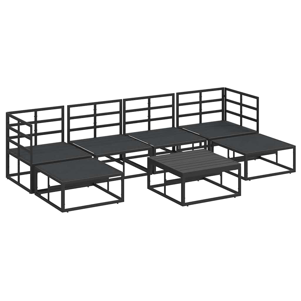 Garden Sofa Set with Cushion 7 pcs Black Aluminium