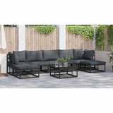 Garden Sofa Set with Cushion 7 pcs Black Aluminium