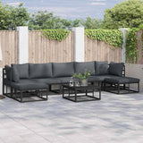 Garden Sofa Set with Cushion 7 pcs Black Aluminium