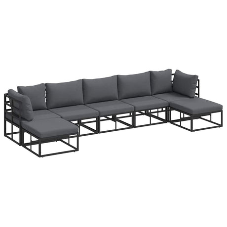 Garden Sofa Set with Cushion 7 pcs Black Aluminium