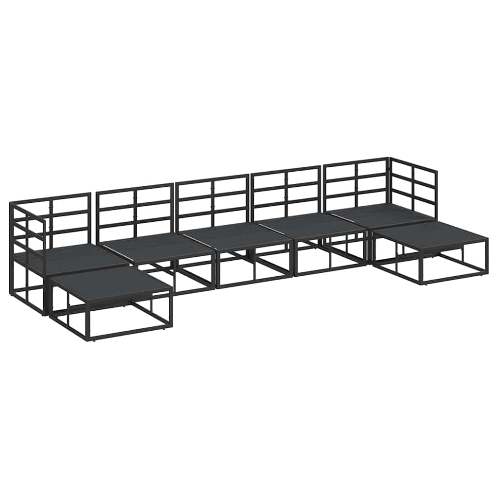 Garden Sofa Set with Cushion 7 pcs Black Aluminium