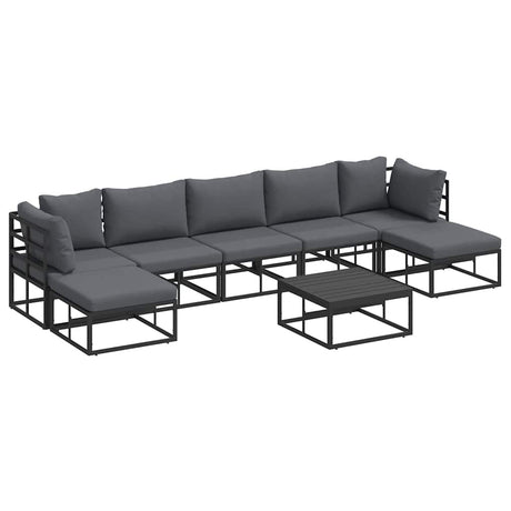 Garden Sofa Set with Cushion 8 pcs Black Aluminium