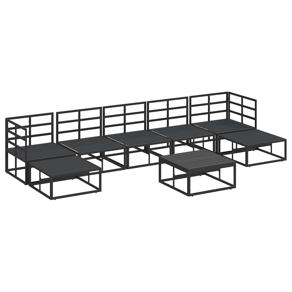 Garden Sofa Set with Cushion 8 pcs Black Aluminium