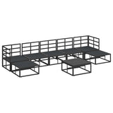 Garden Sofa Set with Cushion 8 pcs Black Aluminium