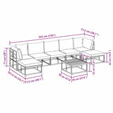 Garden Sofa Set with Cushion 8 pcs Black Aluminium
