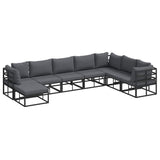 Garden Sofa Set with Cushion 8 pcs Black Aluminium