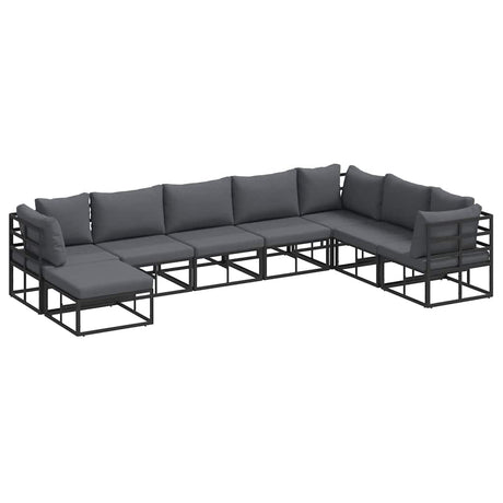 Garden Sofa Set with Cushion 8 pcs Black Aluminium