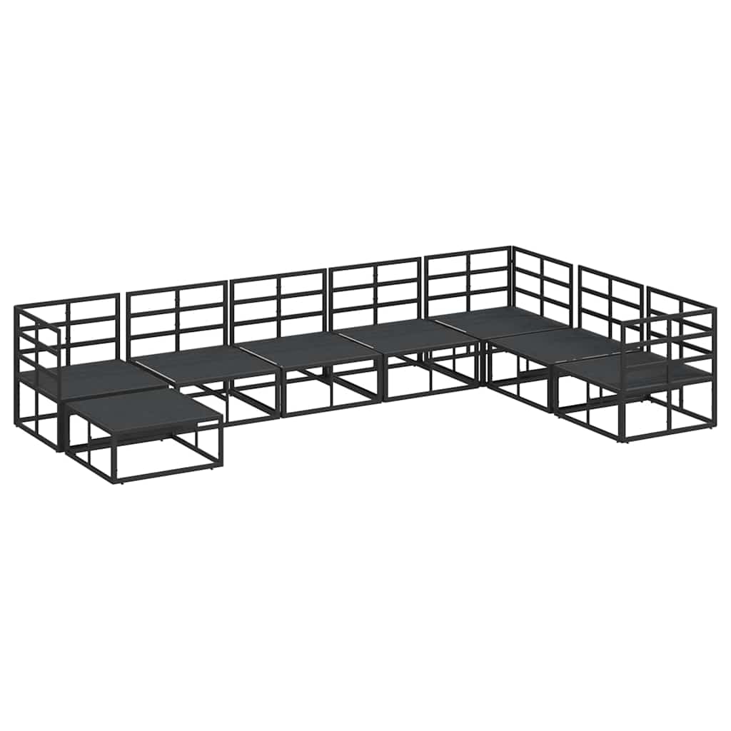 Garden Sofa Set with Cushion 8 pcs Black Aluminium