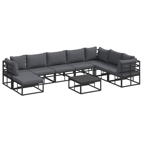 Garden Sofa Set with Cushion 9 pcs Black Aluminium