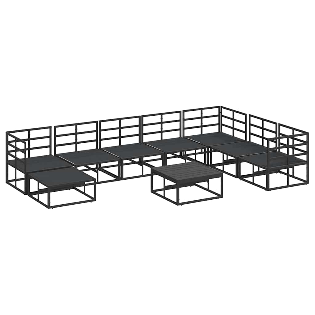 Garden Sofa Set with Cushion 9 pcs Black Aluminium