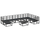 Garden Sofa Set with Cushion 9 pcs Black Aluminium