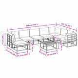 Garden Sofa Set with Cushion 9 pcs Black Aluminium