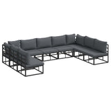 Garden Sofa Set with Cushion 9 pcs Black Aluminium