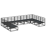 Garden Sofa Set with Cushion 9 pcs Black Aluminium