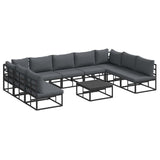 Garden Sofa Set with Cushion 10 pcs Black Aluminium