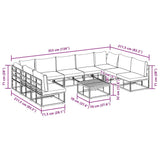 Garden Sofa Set with Cushion 10 pcs Black Aluminium