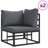 Garden Sofa Set with Cushion Black Aluminium