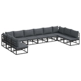 Garden Sofa Set with Cushion 10 pcs Black Aluminium