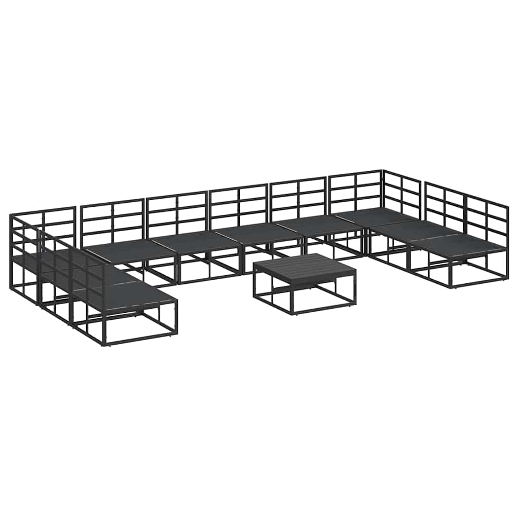 Garden Sofa Set with Cushion 11 pcs Black Aluminium