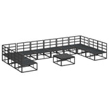 Garden Sofa Set with Cushion 11 pcs Black Aluminium
