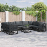 Garden Sofa Set with Cushion 9 pcs Black Aluminium