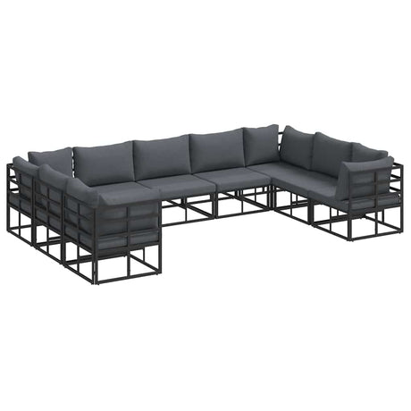 Garden Sofa Set with Cushion 9 pcs Black Aluminium
