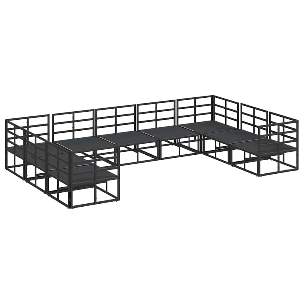 Garden Sofa Set with Cushion 9 pcs Black Aluminium