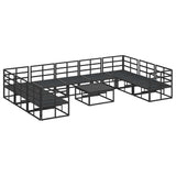 Garden Sofa Set with Cushion 10 pcs Black Aluminium