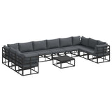 Garden Sofa Set with Cushion 11 pcs Black Aluminium